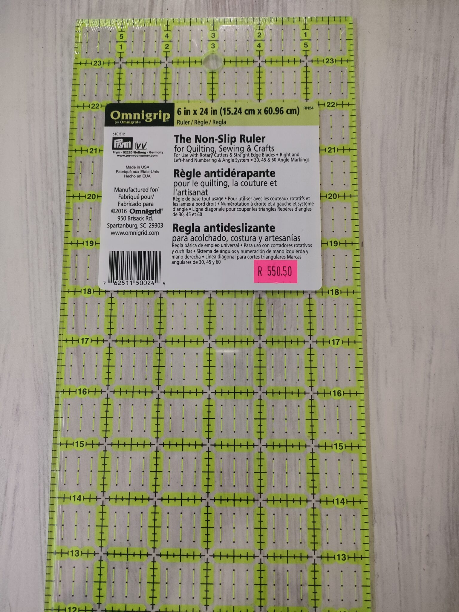 Omnigrip Ruler 6 in x 24 in (15.24 cm x 60.96 cm) Quiltalk